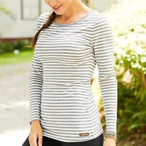 Matilda Jane M Gray White Striped First In Line‎ Stretch Cotton Long Sleeve Tee